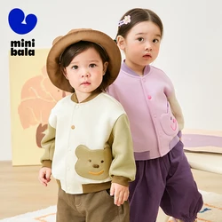 Mini Bala Color-blocking Baseball Jacket Outerwear for Boys and Girls Spring New Version Baby's Skin-friendly Outdoor Jacket