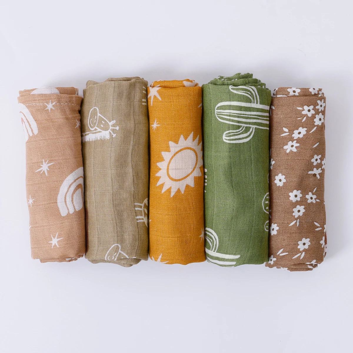 5Pcs/Set Multi-Functional Bamboo Cotton Newborn Muslin Bib  Breathable Baby Burp Cloth Soft WashCloth