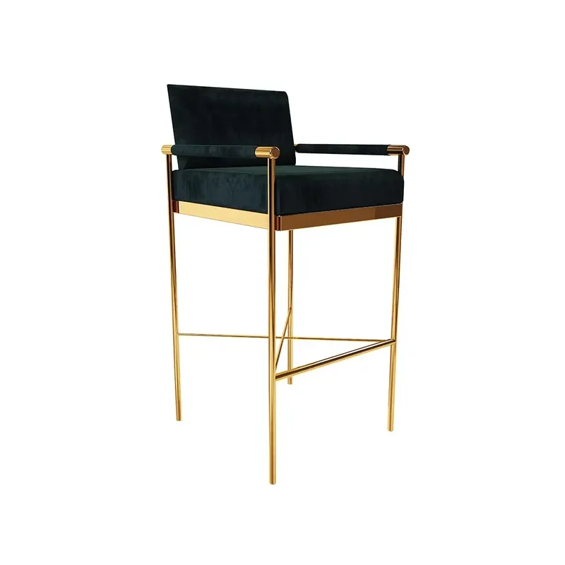 Modern Luxury Velvet Bar Stool Upholstered Counter Chair for Home Kitchen Island Restaurant Cafe Commercial Furniture High