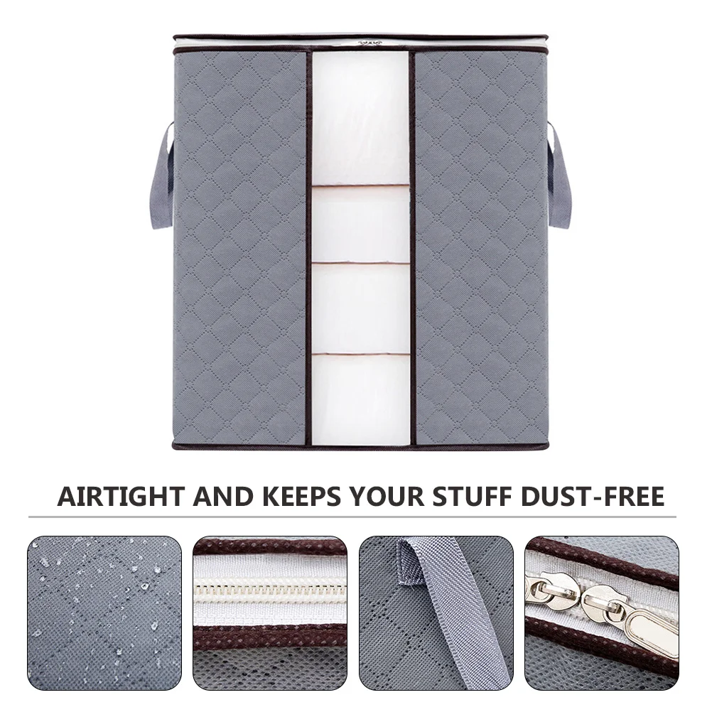 

1Pcs Storage Bag Breathable Washable Clothes Container with Metal Zippers for Seasonal Clothing Blankets Bed Sheets