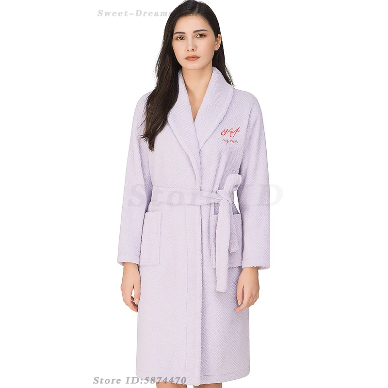 

Flannel Sleepwear Sexy Women Nightgown Lingerie Robe Gown Coral Fleece Bathrobe Kimono Men Casual Homewear Couple Nightwear Gift