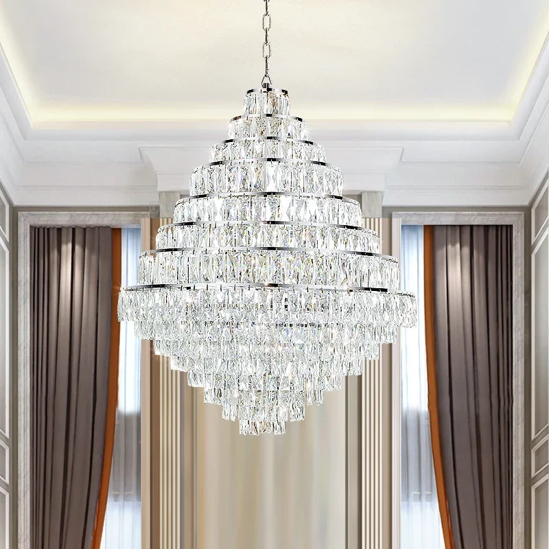 

Luxury Crystal Ceiling Lights Pendant Lights Chandelier Lamps Villa Hall Spiral Staircase Hotel Lobby