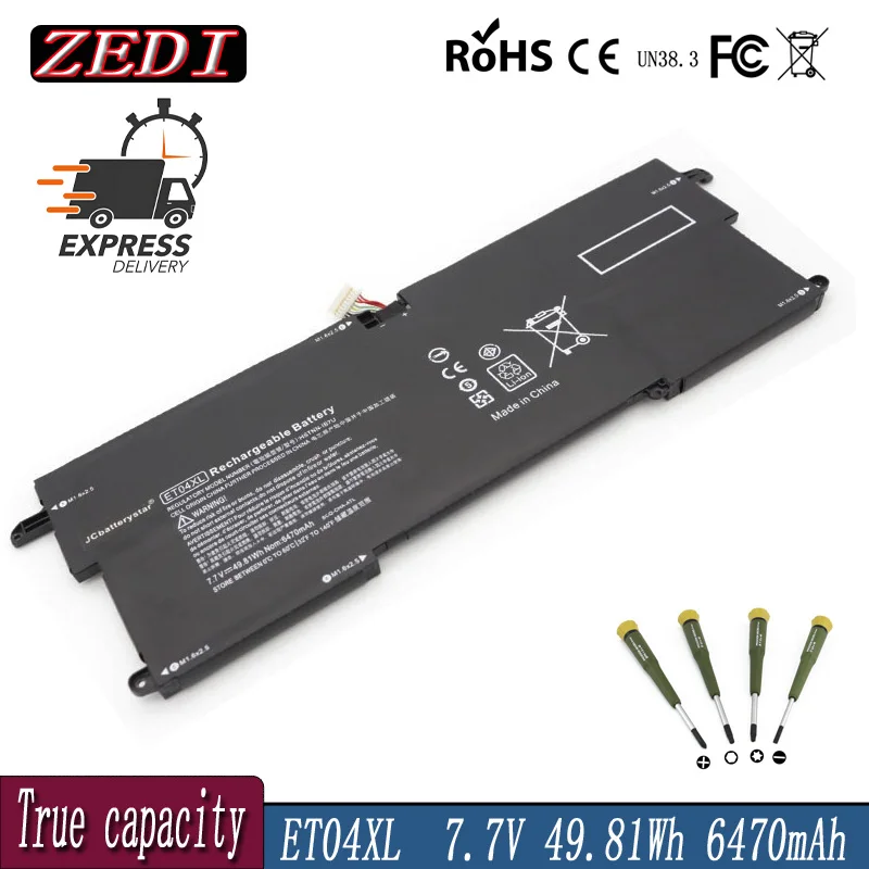 ZEDI-ET04XL bateria do portátil, 7.7V, 49.28WH, 6470mAh, para HP EliteBook x360, HSTNN-IB7U, 1020 G2, TPN-I09C, 915191-855, 915030-171, Novo