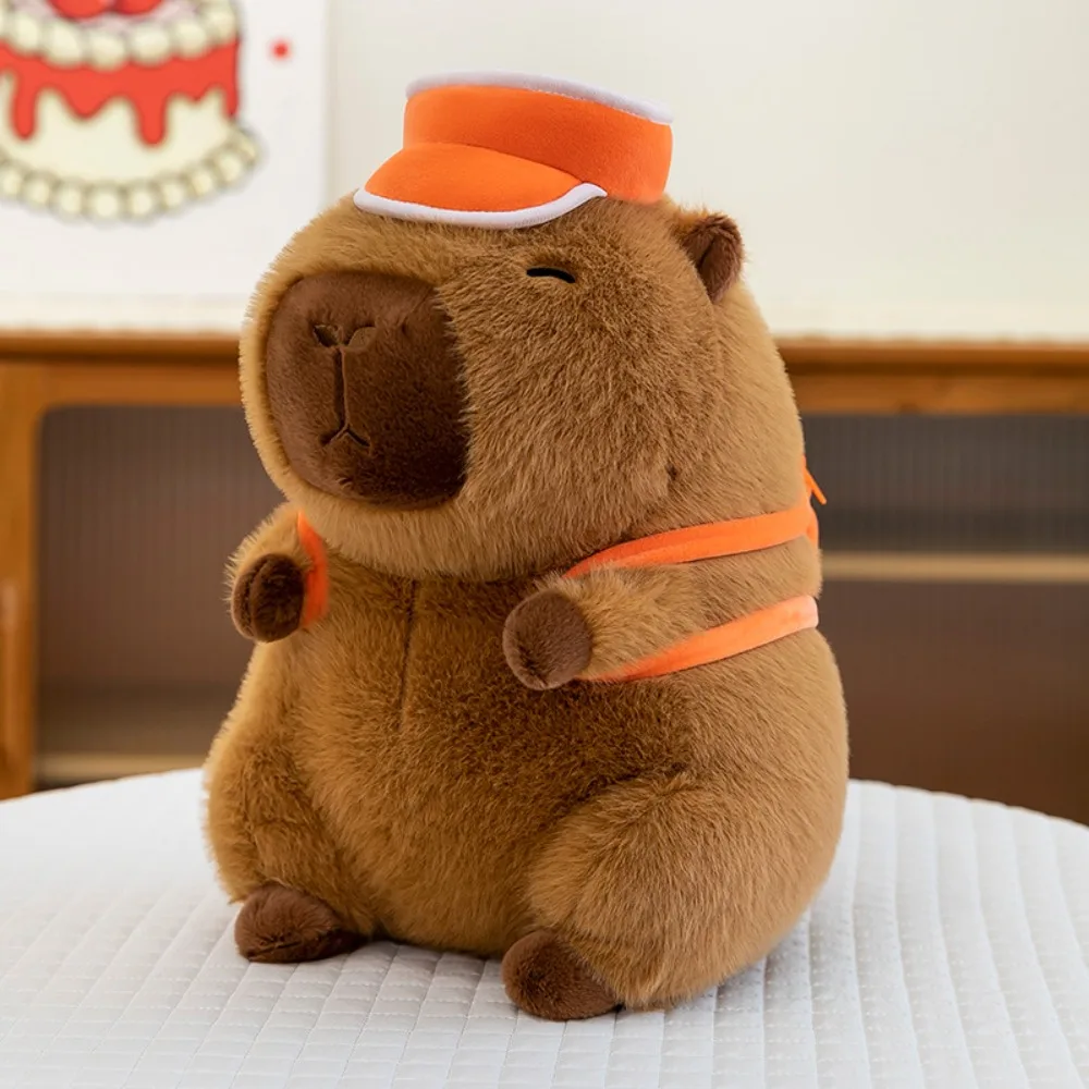 

Stuffed Basketball Backpack Capybara Doll Collection Fluffy Basketball Hat Capybara Plush Toy Soft Cartoon Capybara Fluffty Doll