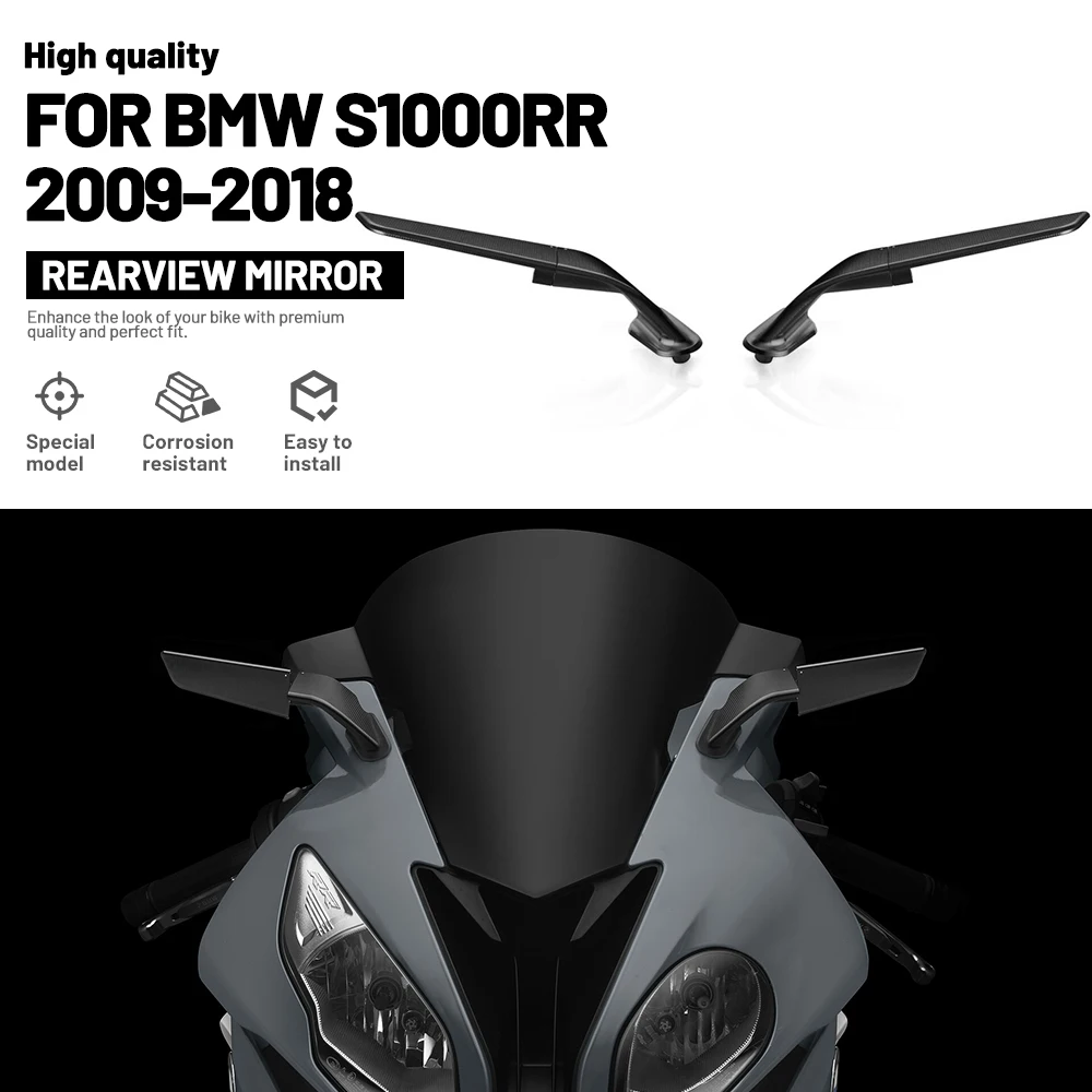 Motorbike FOR BMW S1000RR 2009-2018 Black Side Mirror Blue Anti-glare Lens Motorbike Accessories Motorcycle Wind Wing Rearview