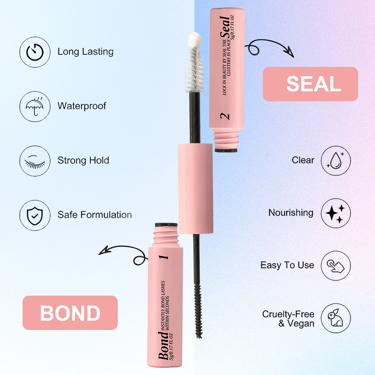 Eyelash Bond และซีลสําหรับ DIY Lash Clusters Long Lasting Lash กาว 48-72 ชั่วโมงมาสคาร่ากันน้ําแต่งหน้า