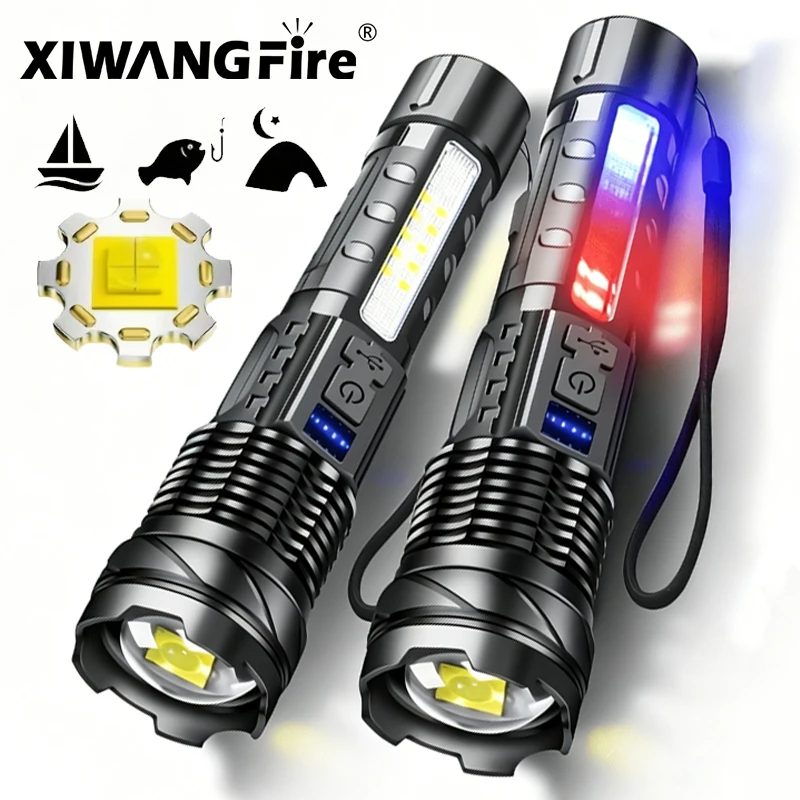 High Powerful LED Flashlights Long Range 1500M Super Bright Torch Light Type-C Rechargeable Waterproof Outdoor Camping Lamp