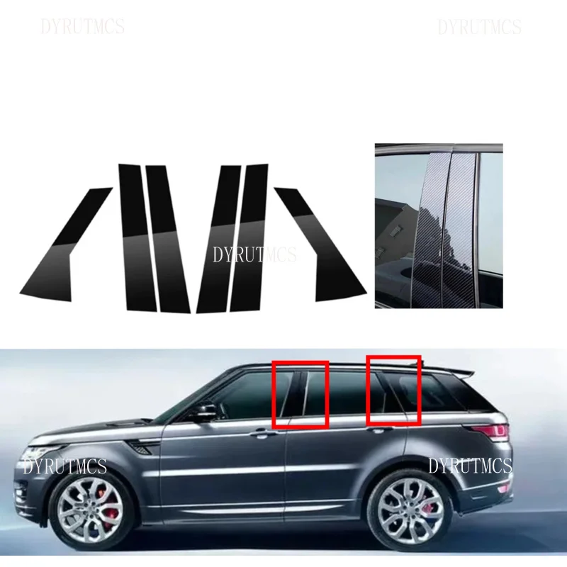 

Silver Carbon Gloss Black Pillar Posts Fit For Range Rover Sport L494 2014-2020 2021 2022 Door Window Trim Sticker Cover