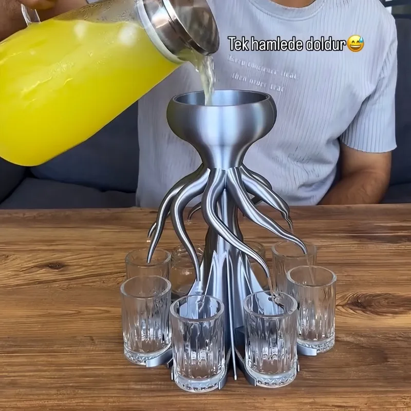 8-Arm Shaped Beverage Dispenser, Auto 8-Way Liquid Separator For Bar Party Cocktail And Wine Pouring