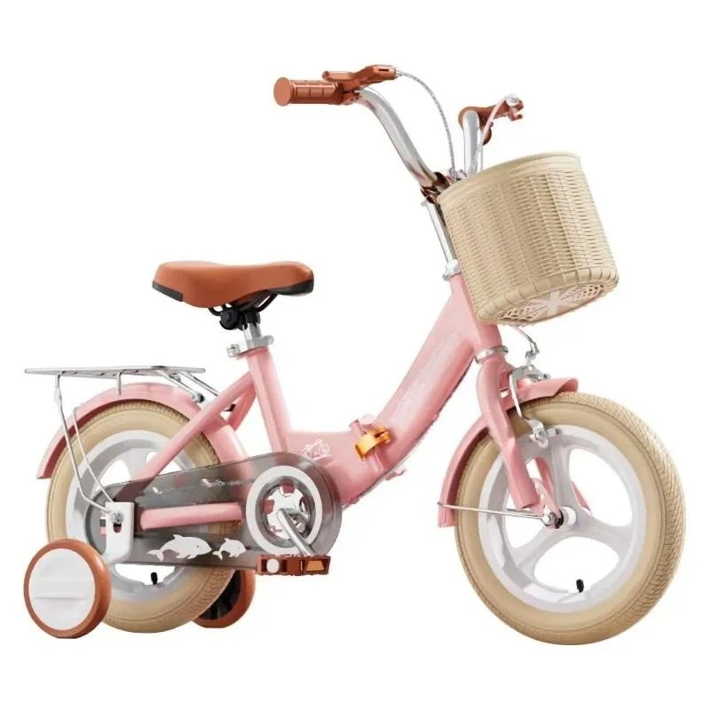 Foldable Children Bicycle for Girls Boys 3-10 Years High Carbon Steel Frame Training Wheels Basket 12 14 16 18 Inch Kids Bike view 2