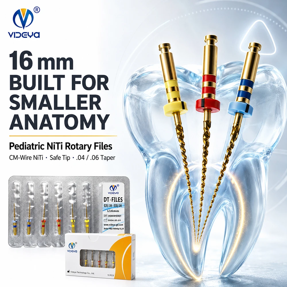 Baby Dental Endo Rotary File Files 16mm NiTi CM Wire Kids Primary Tooth Root Canal Treatment Pediatric Dentistry Safe Tip 6pcs