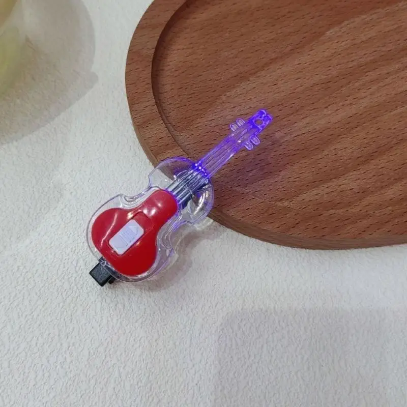 195E Nieuwigheid Gloeiende Gitaar Vorm Haar Clip voor Vrouwen Mode Haarspeldjes voor Sidebangs Light Up Haar Pin Haar Styling