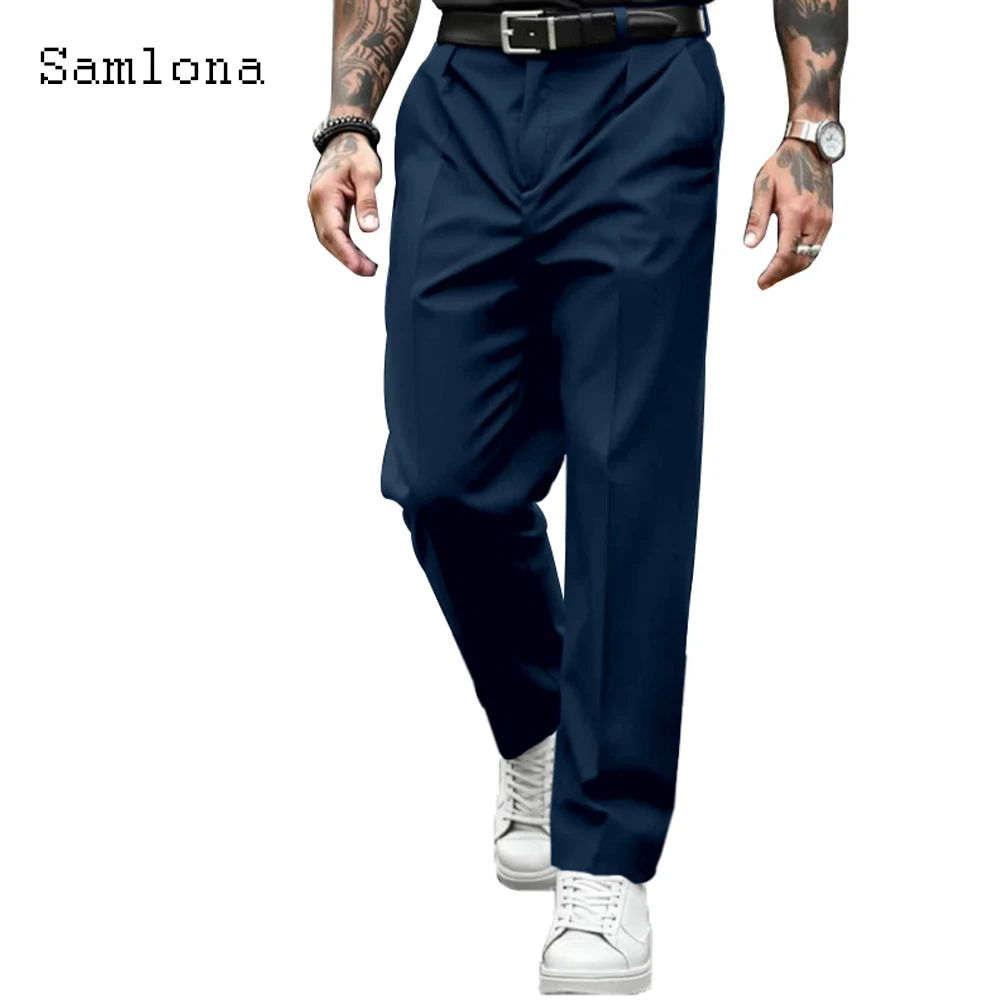 2025 الرجال بدلات الموضة الأنيقة السراويل البيضاء مستقيم Hotpants الذكور الكاحل طول بنطلون حجم كبير الرجال Sweatpants الأساسية غير رسمية