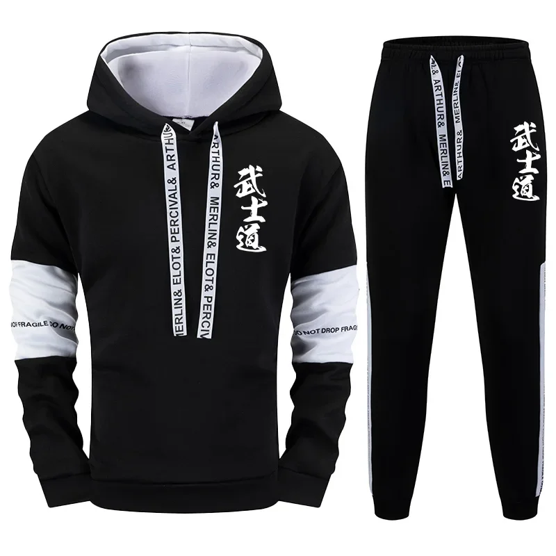 

Осень-зима, повседневная толстовка для бега, спортивная одежда, японский наряд с принтом Bushido, новинка 2025 года, модный мужской спортивный костюм, толстовки, спортивные штаны