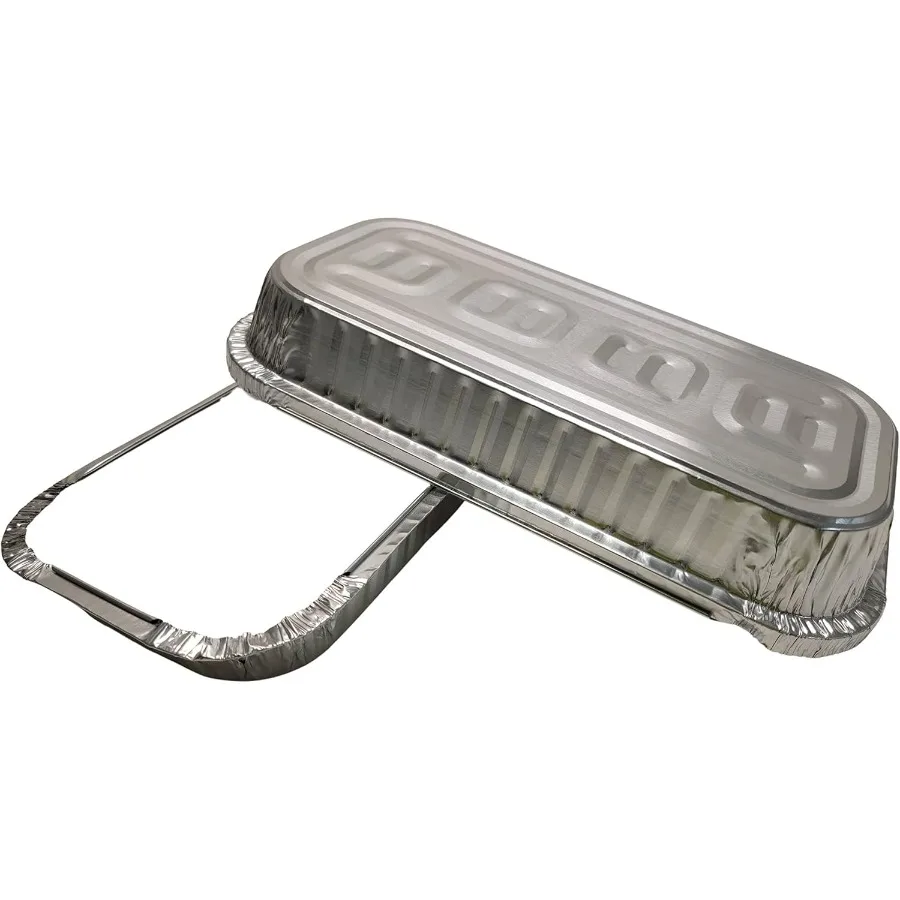 

Одноразовая алюминиевая фольга 3 фунта. Удлиненные формы для хранения продуктов питания с крышками для досок — 48 унций — идеально подходят для выпечки и приготовления пищи (упаковка или