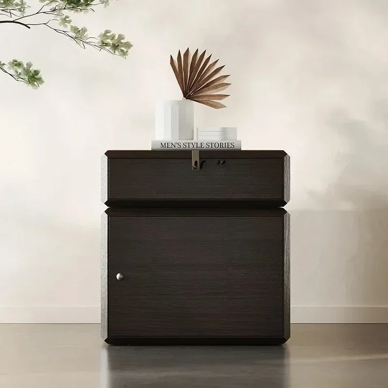 Italian simple bedside table storage American smoky color multi-functional rotating drawer bedside table