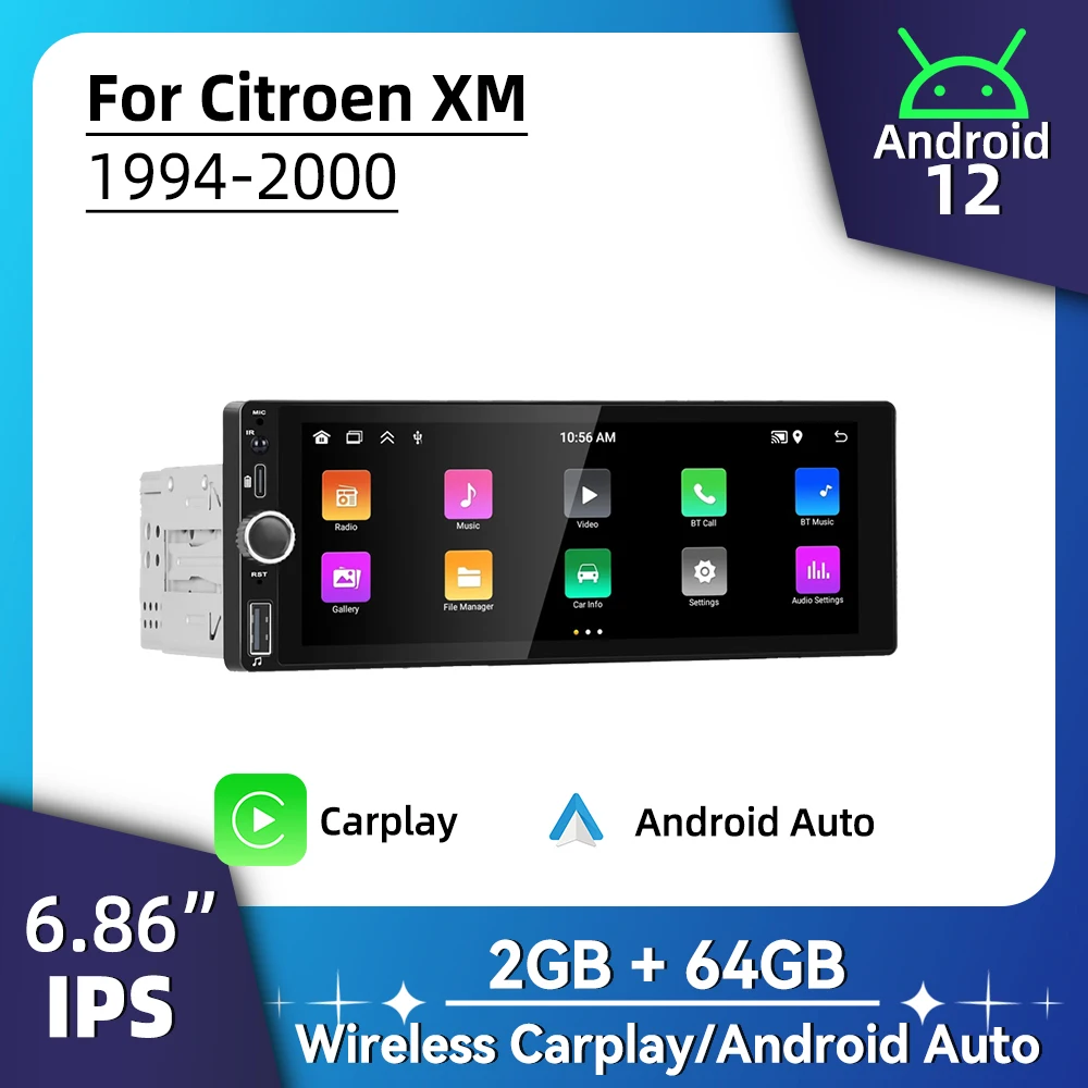 

1 Din Car Radio Android for Citroen XM 1994-2000 6.86" Screen Stereo Carplay Android Auto Multimedia Head Unit Autoradio BT WIFI