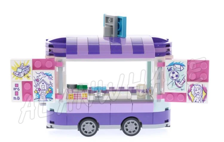 235 Stück Friends Heartlake Emma Art Stand Trailer Roller Farbkarikaturen 10852 Bausteine Spielzeug kompatibel mit Modell