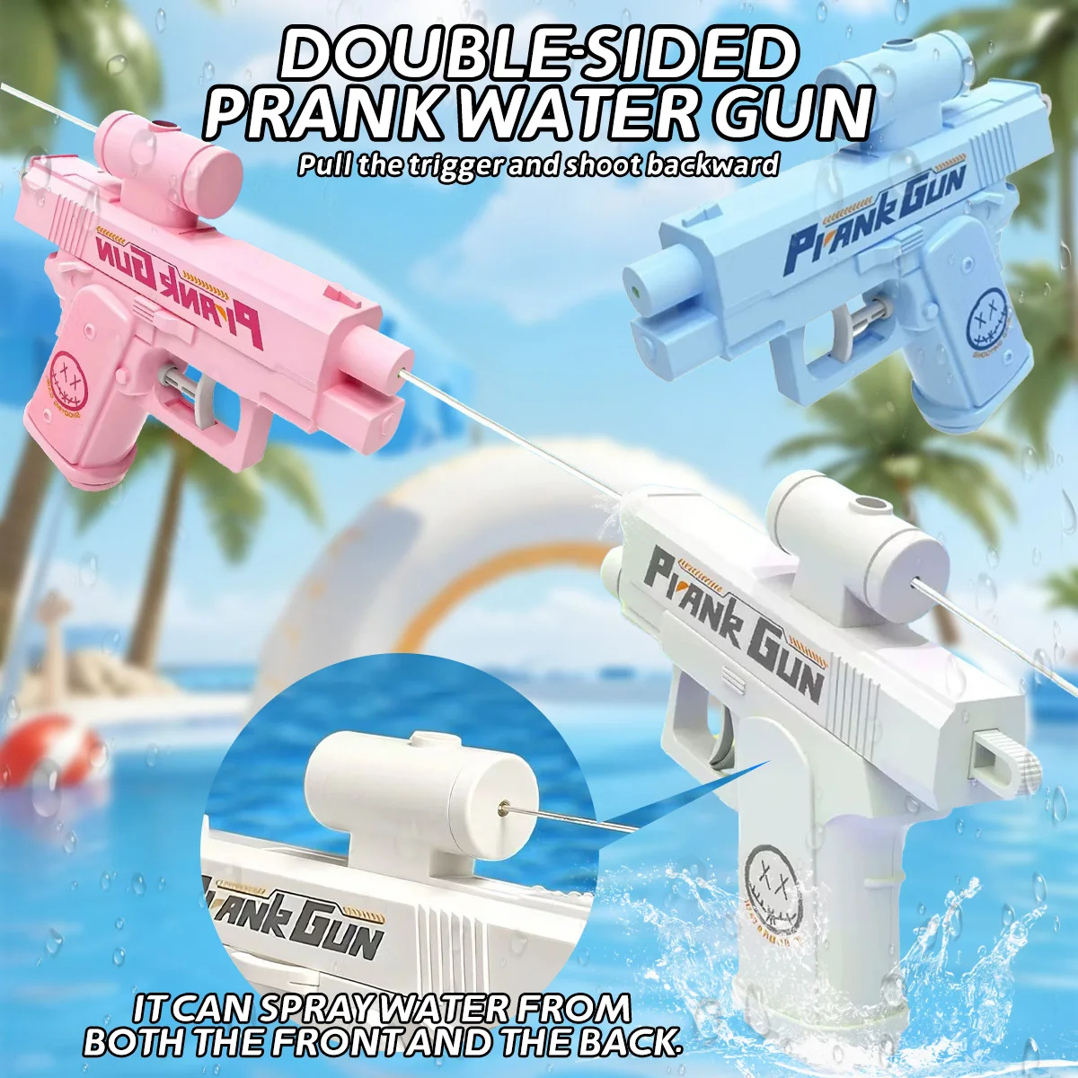 

Handheld Manual Water Gun Prank Two-Way Spray Watergun Toys Summer Outdoor Beach Swimming Pool Water Pistol Toy For Children