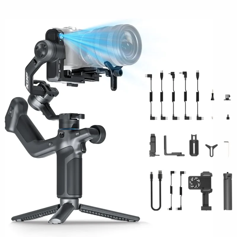 FeiyuTech SCORP Mini 3 Kit Gimbal Stabilizer with Built-in 4.0 Intelligent AI Tracking for Mirrorless Action Camera & Smartphone