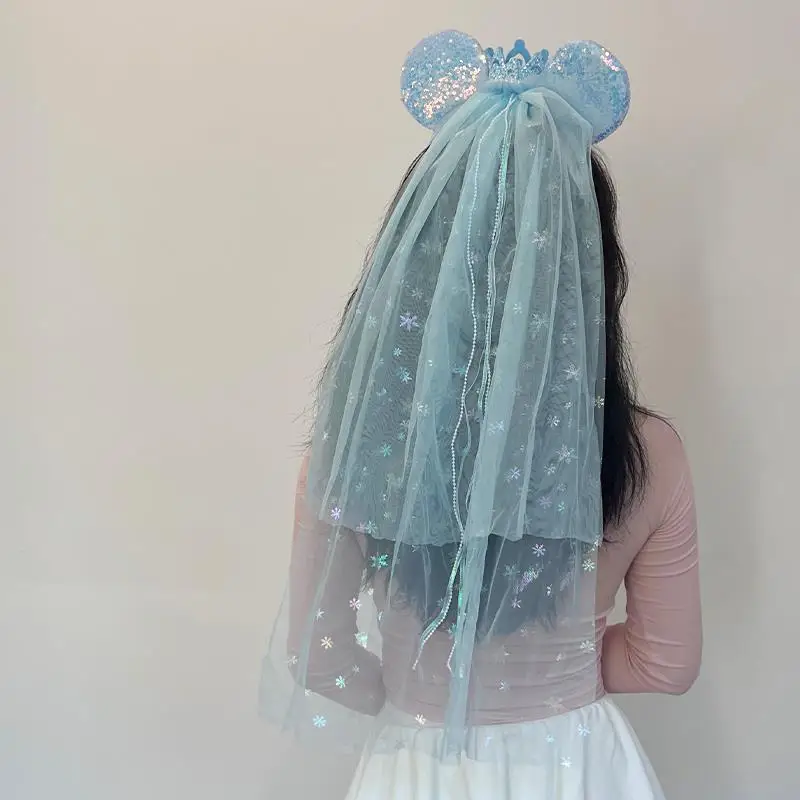 Opaska do włosów księżniczki Disneya, urocza Minnie Mouse, korona, welon, opaska wróżki Elsy, szal, opaska Królowej Lodu, akcesoria do włosów księżniczki.