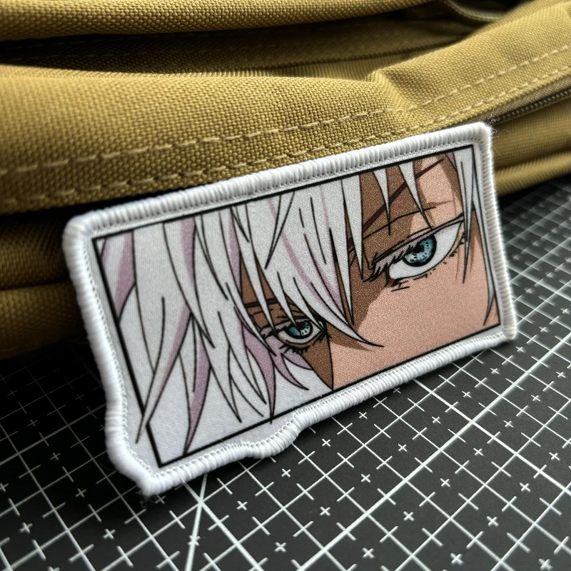 Satoru Gojo Eyes Morale Badge Jujutsu Kaisen Character Patch Anime Sticker Hook and Loop Printing Tactical Backpack Patches