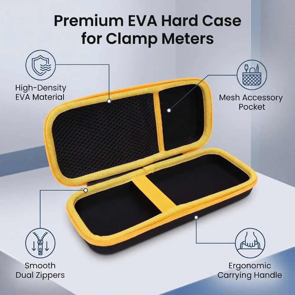 Durable EVA Clamp Meter Hard Case Black Oxford Cloth Multimeter Storage Bag Shockproof Design With Handle Shockproof Tool Box