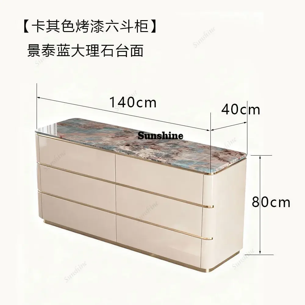 Italian light luxury marble chest of drawers, high-end entrance cabinet, bedroom bedside cabinet  FT
