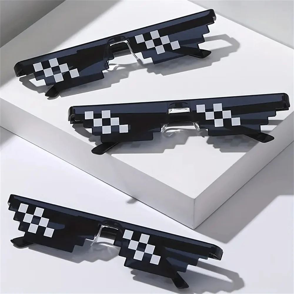 Mosaik Lustige Party Brille Festival Party Foto Requisiten Anime Pixel Brille Pixelated-Meme Gamer Dekor Bevorzugung Lustige Kreative Geschenke – Detail 3
