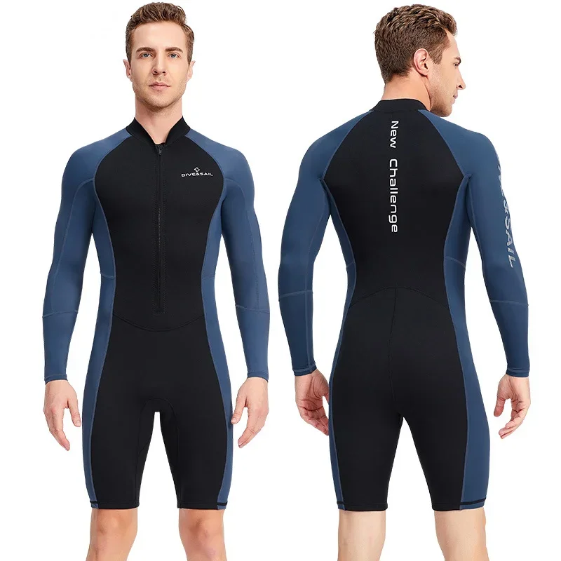 

Men's One-piece Long Sleeve Wetsuit High Stretch Neoprene 1.5mm Sun Protection Warm Surfing Swimming Suit Aquatic Sports