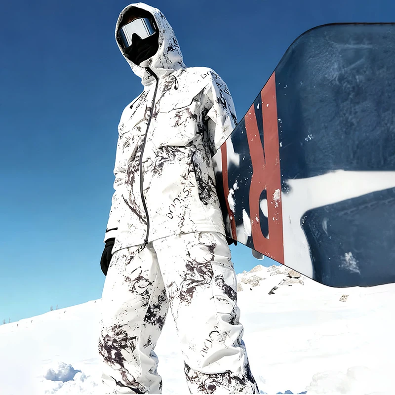 Winter 3L Hooded Jacket Pants Men Snow Suits Outdoor Sport Mountain Man Snowboard Sets Camouflage Male Snow Costumes Clothes