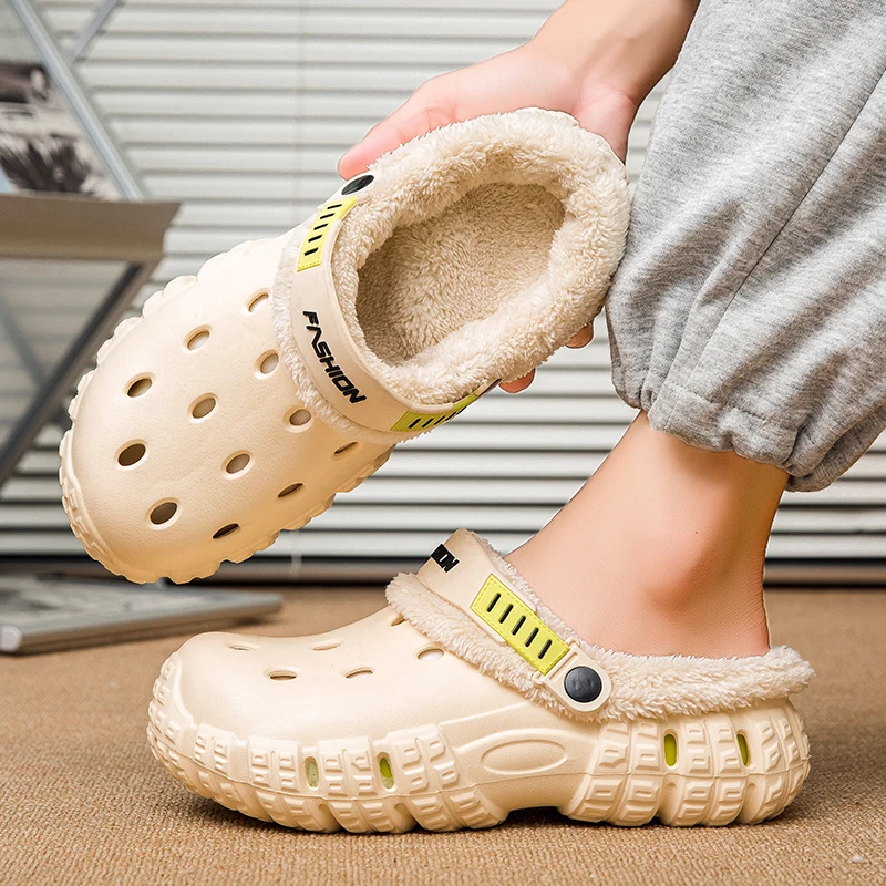 Winter couple's hole cotton shoes with cotton padding, tire sole