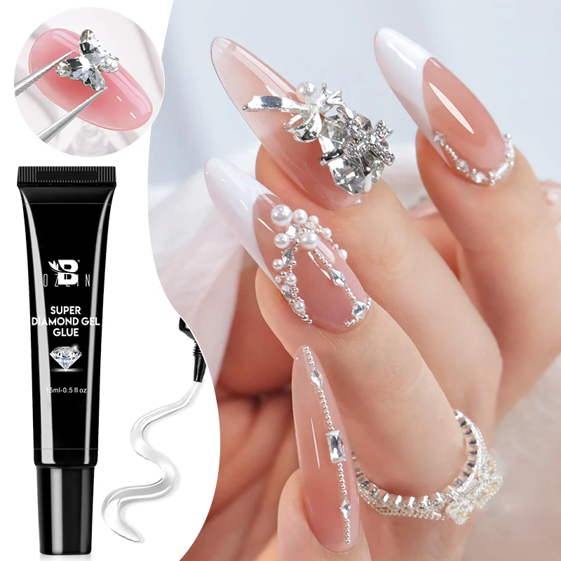 15ml Super Diamond Gel For Nails Super Strong Gel Nail Glue for Nail Charm 3D Nails Bling Gel Decoration Gem Nail Art Diamonds