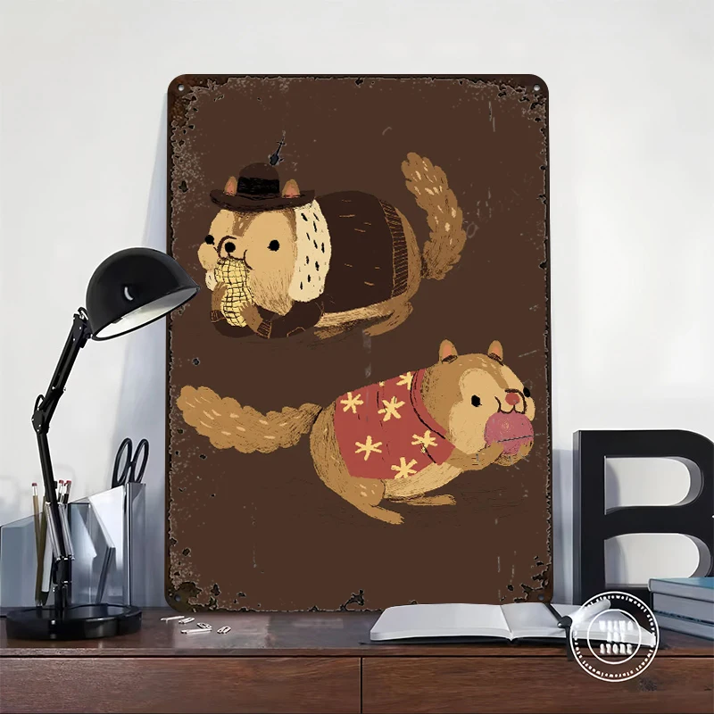the Rescue Chipmunks Lightly 3D Metal Poster Customized Wall Art Vintage Metal Signs for Man Cave Decor Room Accessories House