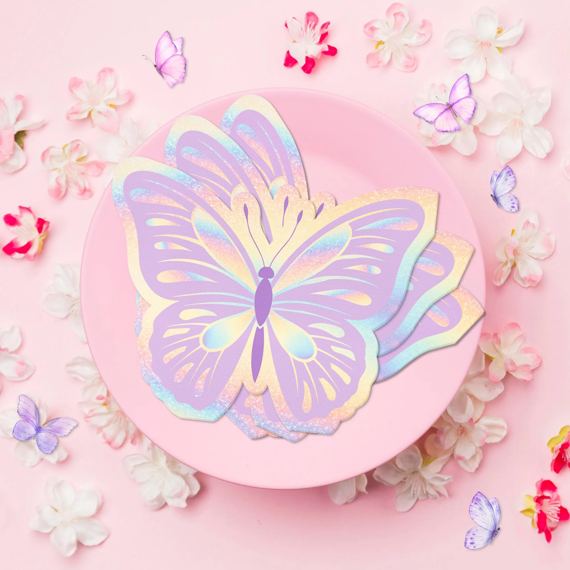 20/40/60Pcs Butterfly Shape Disposable Cocktail Paper Napkins Garden Theme Kids Girl Baby Shower Birthday Party Decor Supplies