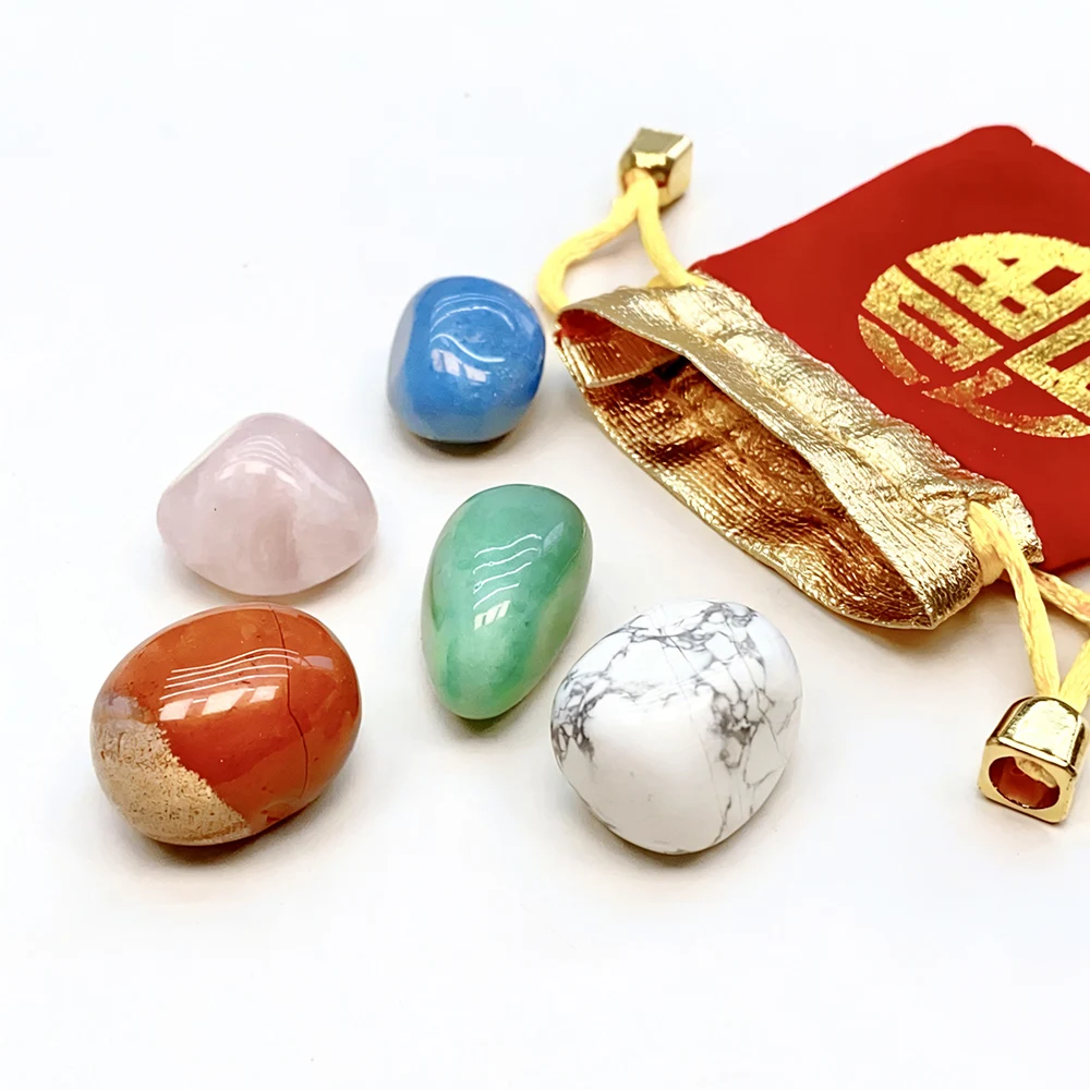 Natural Five Elements Crystal Powder - Purple Clear Quartz Citrine Tumble - Five Color Energy Gemstones for Home Decor Gift