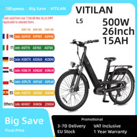 Vitilan L5 City Electric Bike 500W 48V15AH Adult E-Bike Hydraulic Brake 26 Inch Tires Electric Bicycle