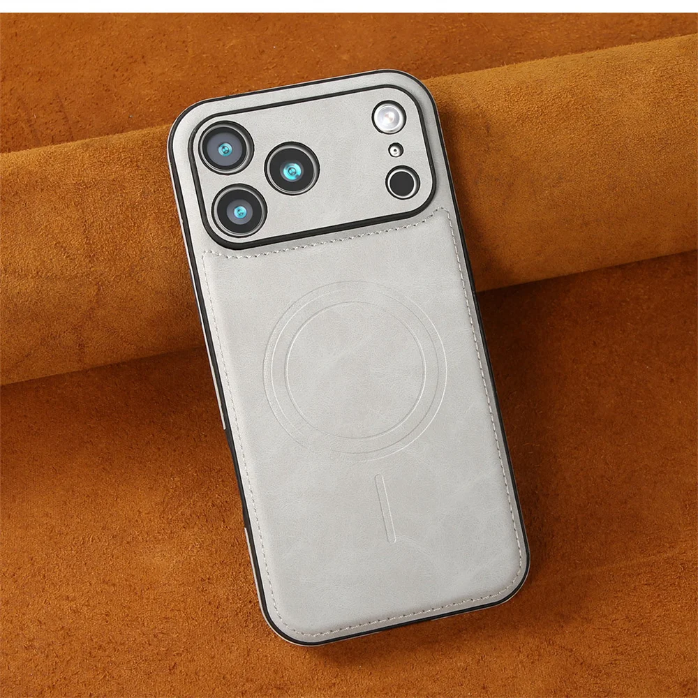 Luksusowe, wytrzymałe etui z magnetycznym zamknięciem, wykonane ze skóry, do Apple iPhone 18, 17 Pro Max, 16, 15, 14 Plus, 13, 12, 18 Pro – bezprzewodowe, odporne na wstrząsy, z funkcją MagSafe. — zdjęcie produktu 3