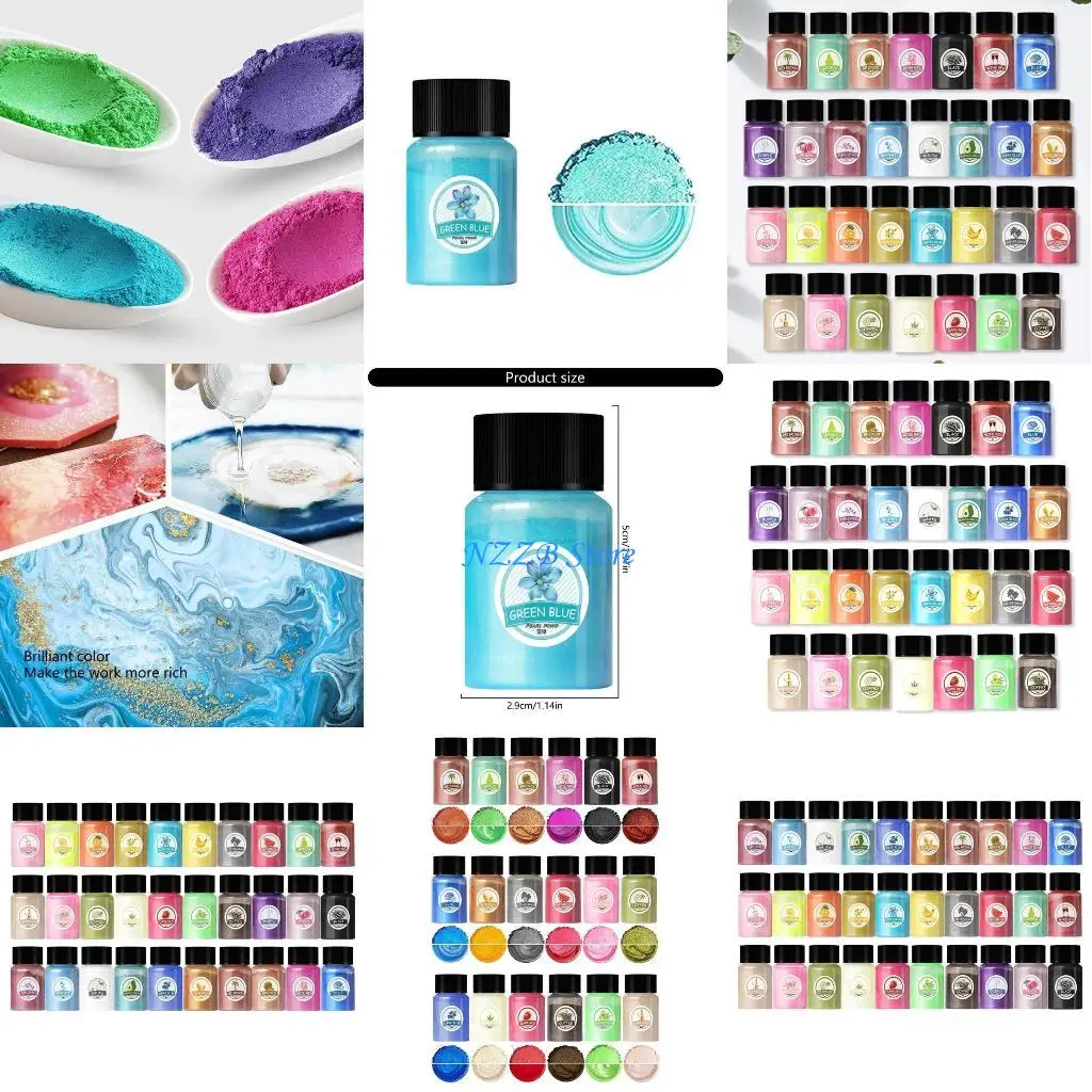 T21F مجموعة من 30 مجموعة صبغ راتنجات الايبوكسي الملونة زجاجات مسحوق بيرليسسينت الايبوكسي تلوين صبغ الراتنج مسحوق صباغة للمجوهرات