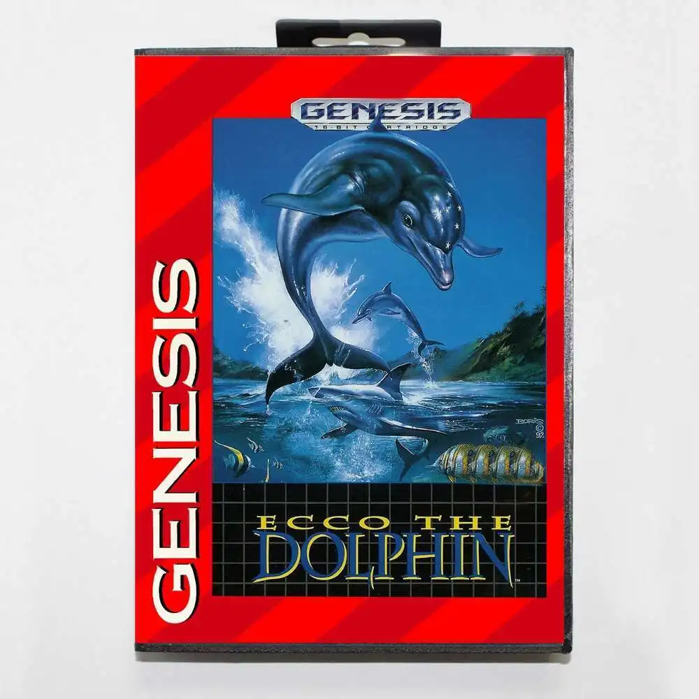 Tarjeta de juego Ecco the Dolphin MD con caja estadounidense personalizada para consola Sega Megadrive Genesis de 16 bits