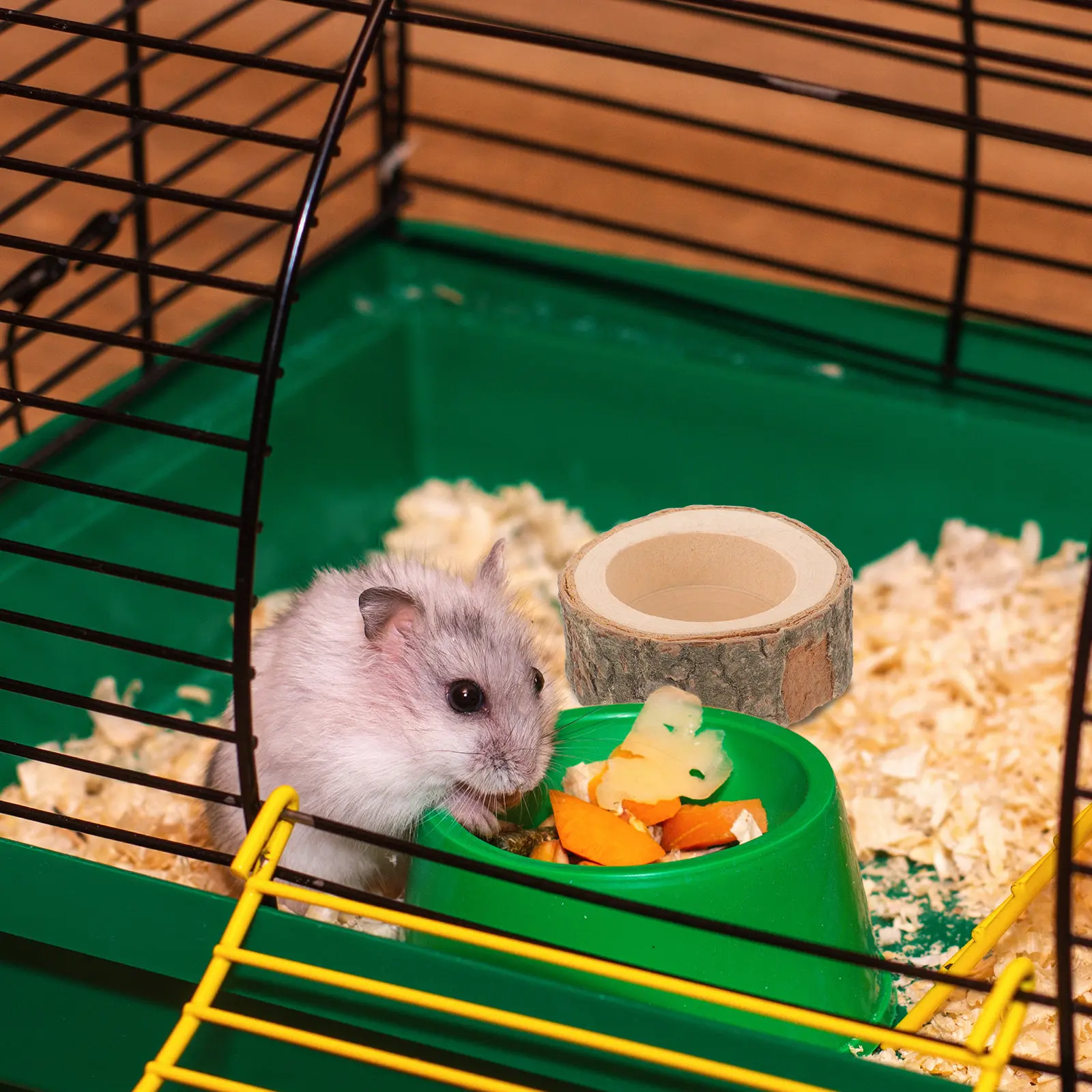 Small Wooden Food Bowl Hamster Feeder Compact Guinea Pig Bunny Feeding Dish Stable Non-Spill Surface Guinea Pig Food Bowl