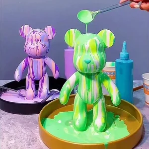 DIY絵画白い胚液プラスチック製の手描きのバイナスベアトイモデル人形親子ビルディングブロックベアドールギフト 12販売融解アイスクリーム彫刻-10