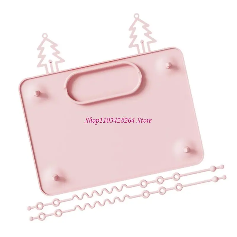 مفرش سيليكون بقاعدة شفط قوية لصينية طعام الأطفال مع حزام للحمل #4