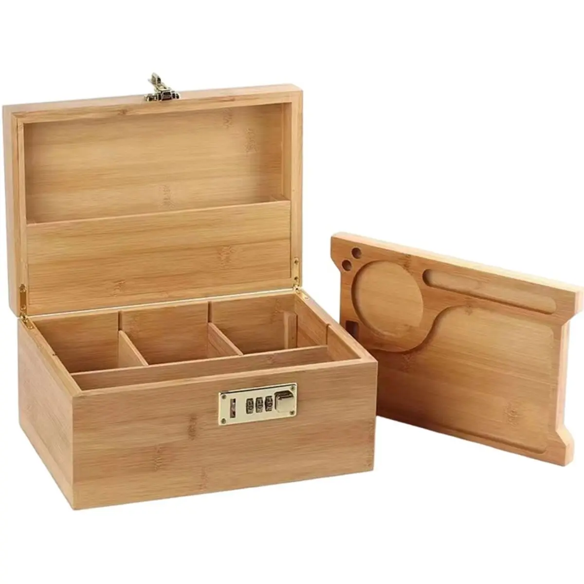 2026 Trend Exquisite Wood Storage Box with Compartments Storage Box with Combination Lock - Home Decor, Storage, and Gift-Worthy