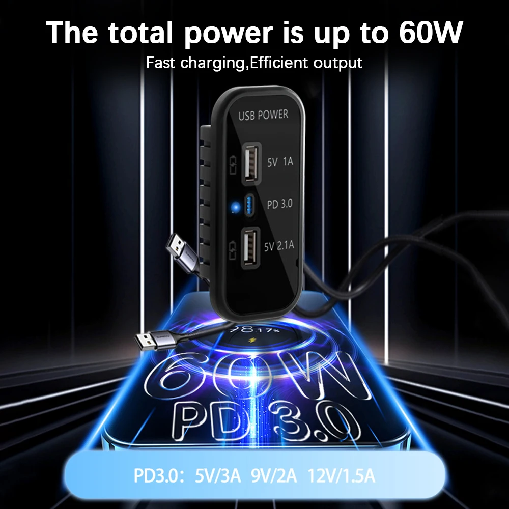 Podwójne gniazdo ładowarki USB 12/24 V Adapter ładowania samochodu 3-portowe gniazdo ładowarki USB Panel szybkiego ładowania do montażu na ścianie