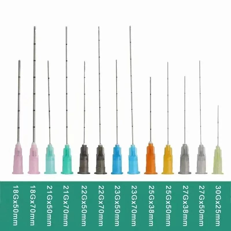 50pcs Disposable Blunt Tip Cannula Needle For Filler Injection 18G 21G 22G 23G 25G 27G 30G Uric Acid Facial Filling Nose 1 box