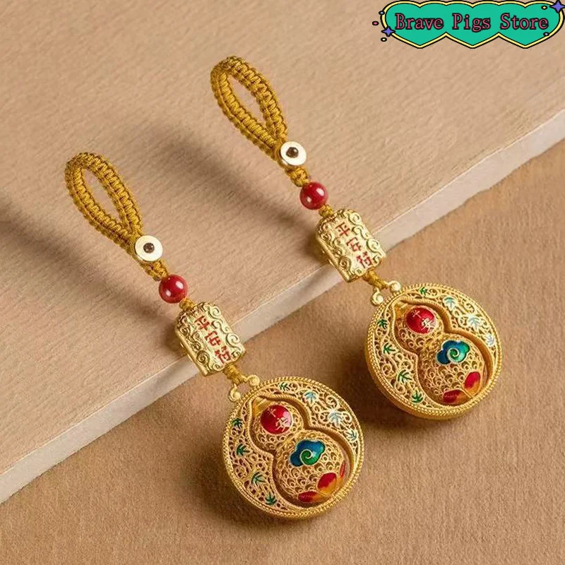 1Pcs Peace Gourd Keychain Attract Wealth Charms Rope Decorations Chain Chinese Style Hand-Woven Fulu Gift