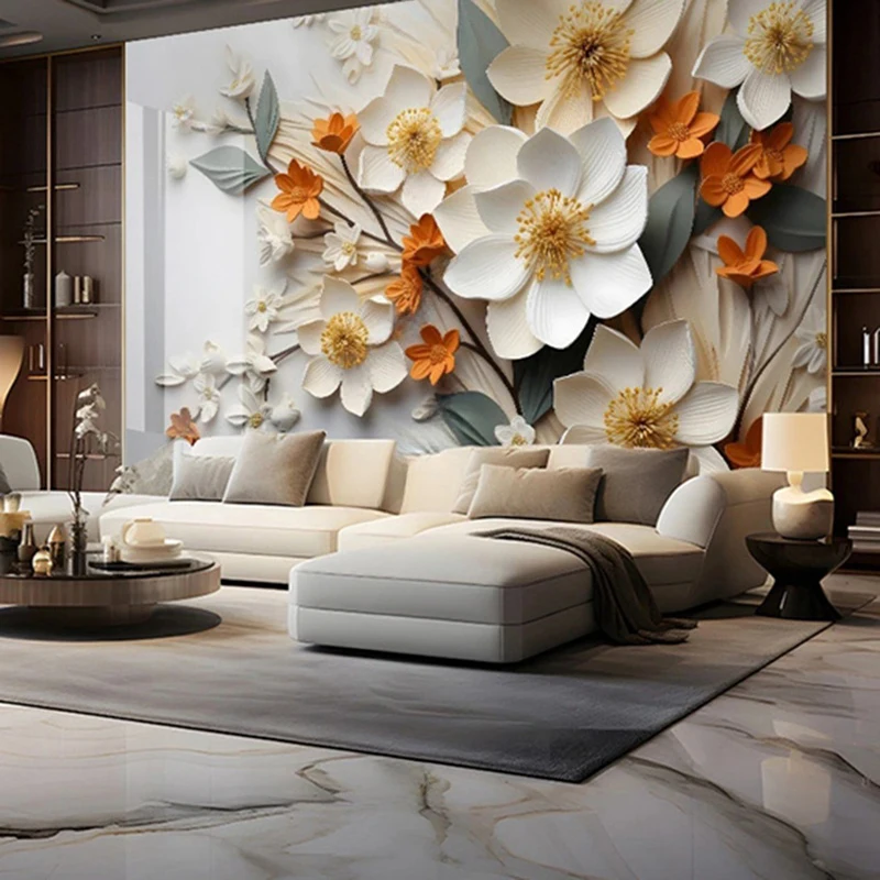 Modern 3D Stereo Background Wallpaper Papel Tapiz Autoadhesivo Photo Flower Pattern Art Decor Painting Backdrop Papel De Pared