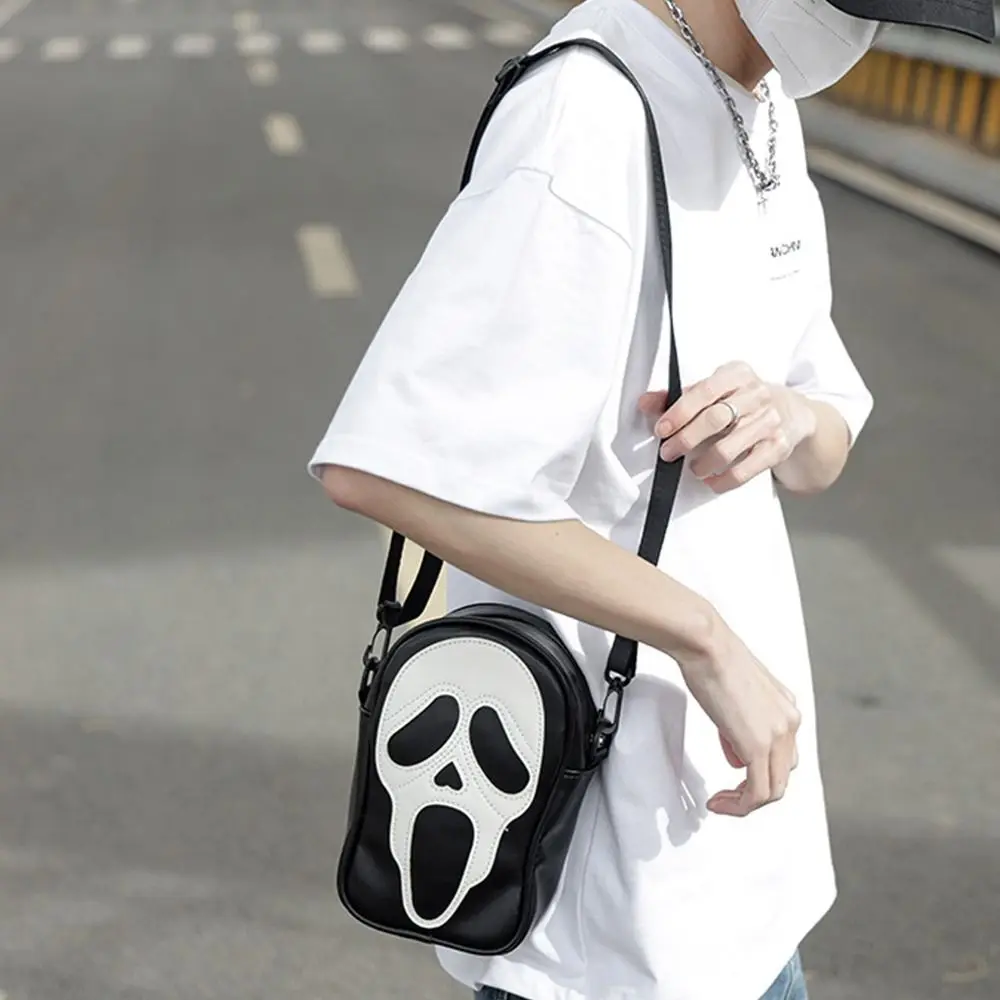 Borsa a tracolla Cool stile coreano Devil Ghost borsa a tracolla con teschio in tinta unita borsa piccola PU donna