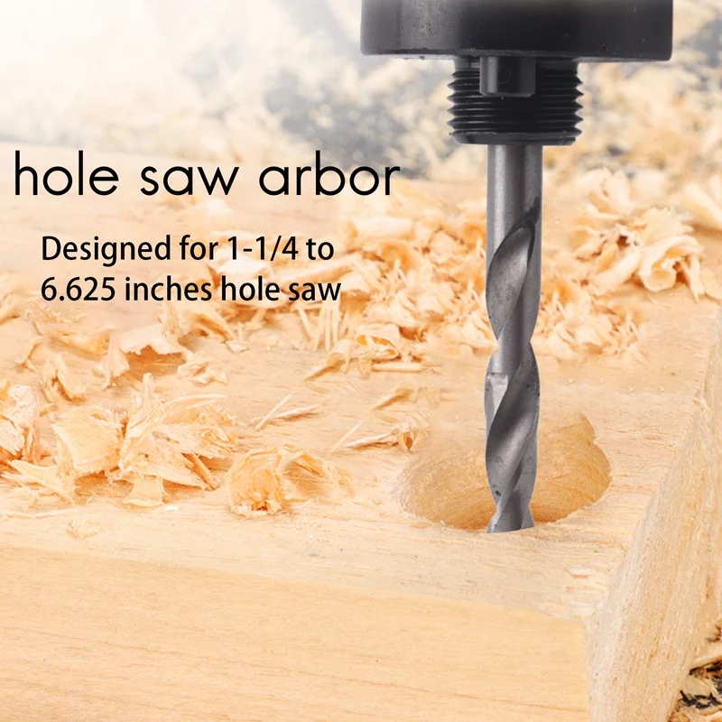 ABGG-7/16 Inch Hex Shank Hole Saw Arbor, Fits 1-1/4 Inch To 6 Inch Hole Saw Quick Change Heavy Duty Alloy-Steel Mandrel With 3 1